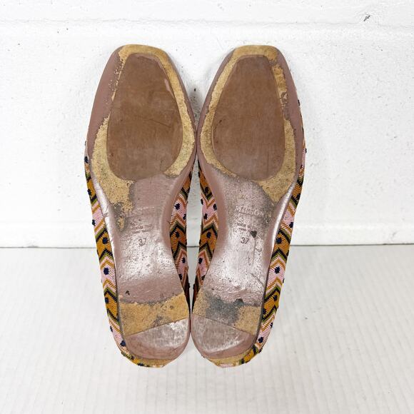 Missoni Ballet Flats Womens Size 37 Multicolor Zigzag Woven Italy Dust Bag - Picture 9 of 11